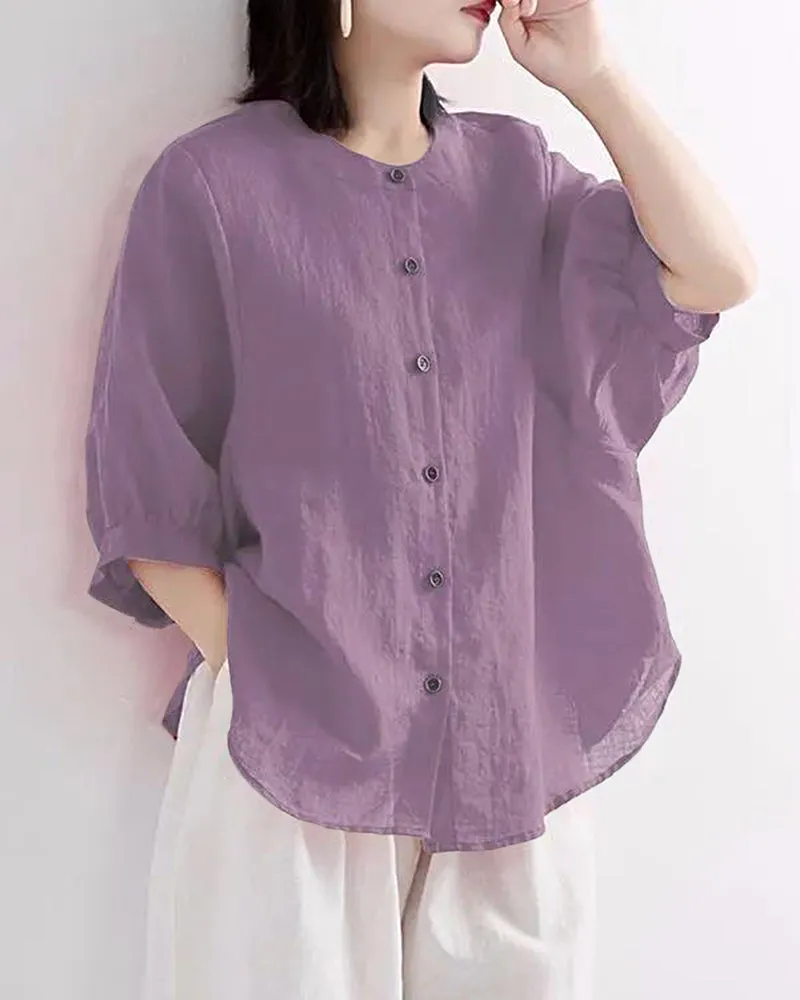 Lantern Sleeve Retro Loose Shirt