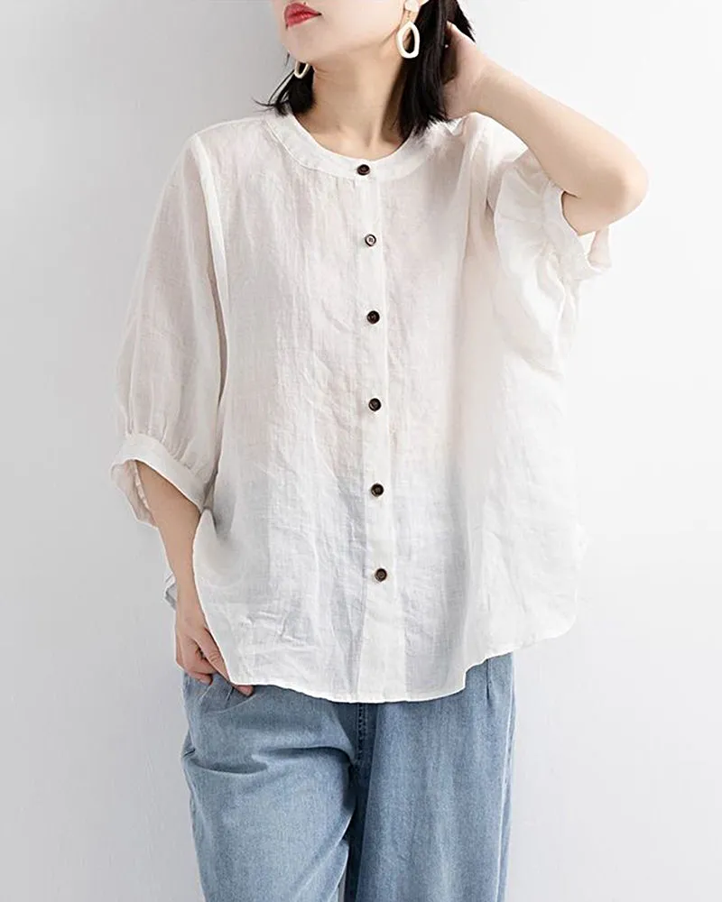 Lantern Sleeve Retro Loose Shirt