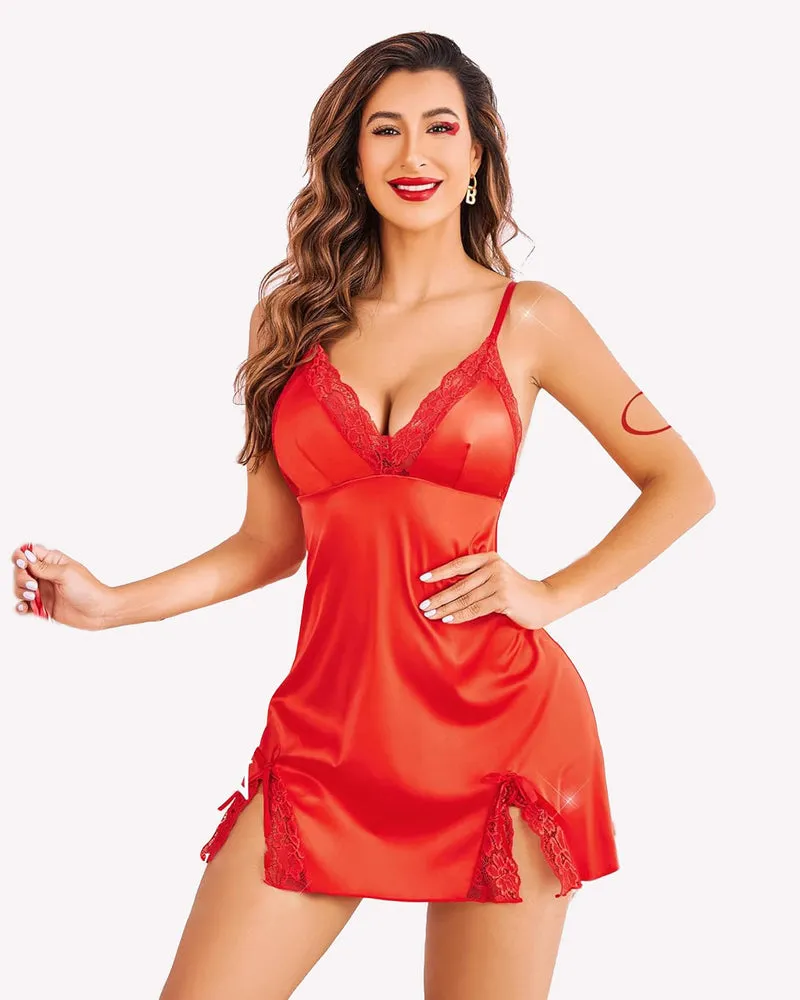 Lingerie Satin Lace Mini Dress