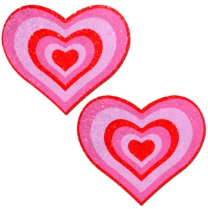 Love: Red & Pink Glitter Velvet Pumping Heart Nipple Pasties