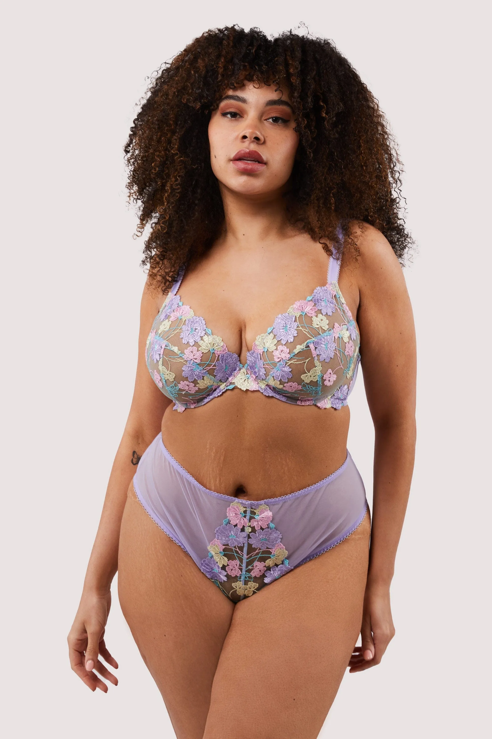 Luna Pastel Embroidered High Waisted Thong