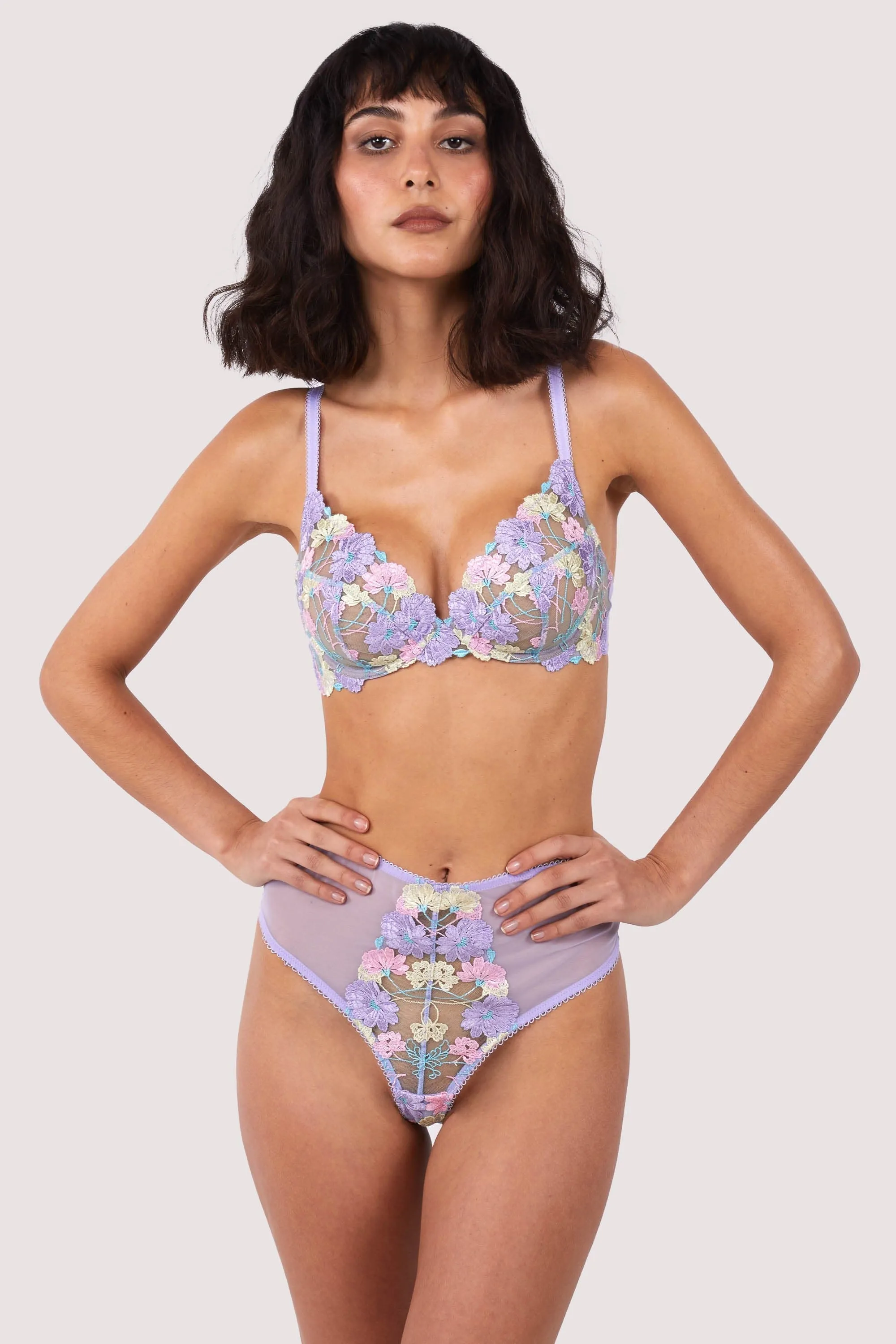 Luna Pastel Embroidered High Waisted Thong