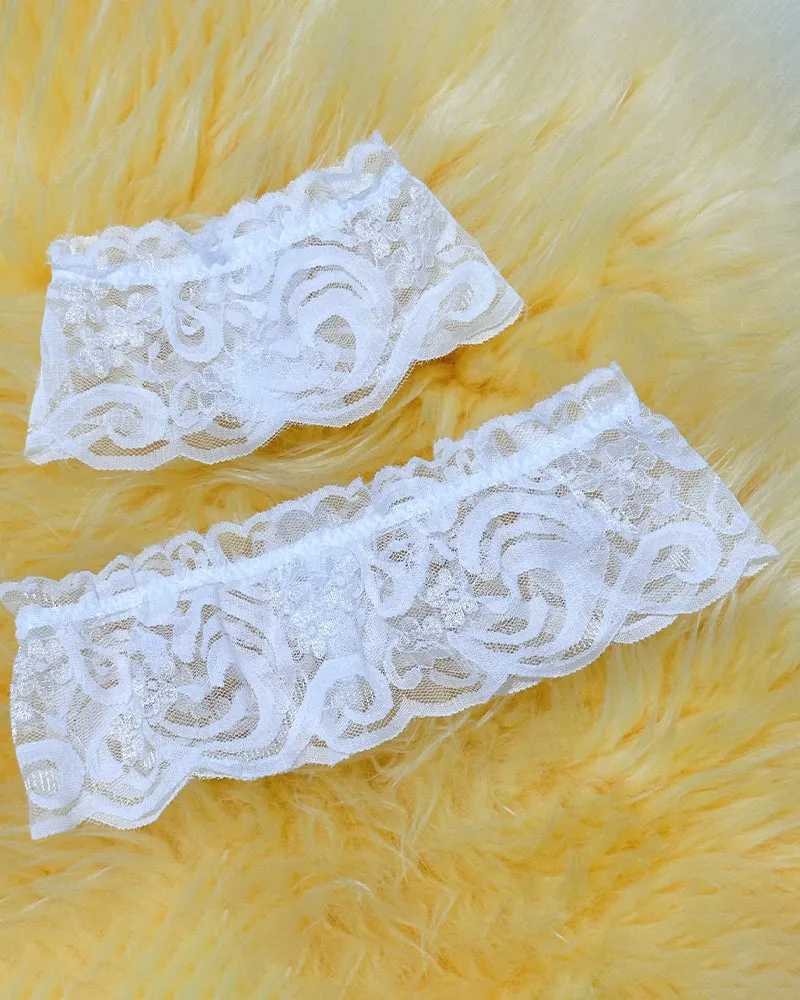 Maid Costume Sheer Lace Patchwork Dress Set