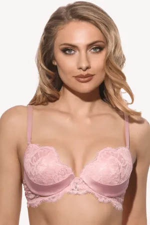 Marlene Push Up Bra with Swarovski Crystals in Pink. Size UK 36DD