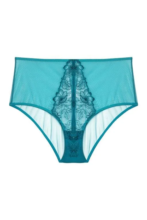 Marsha Teal Embroidery High Waisted Brief