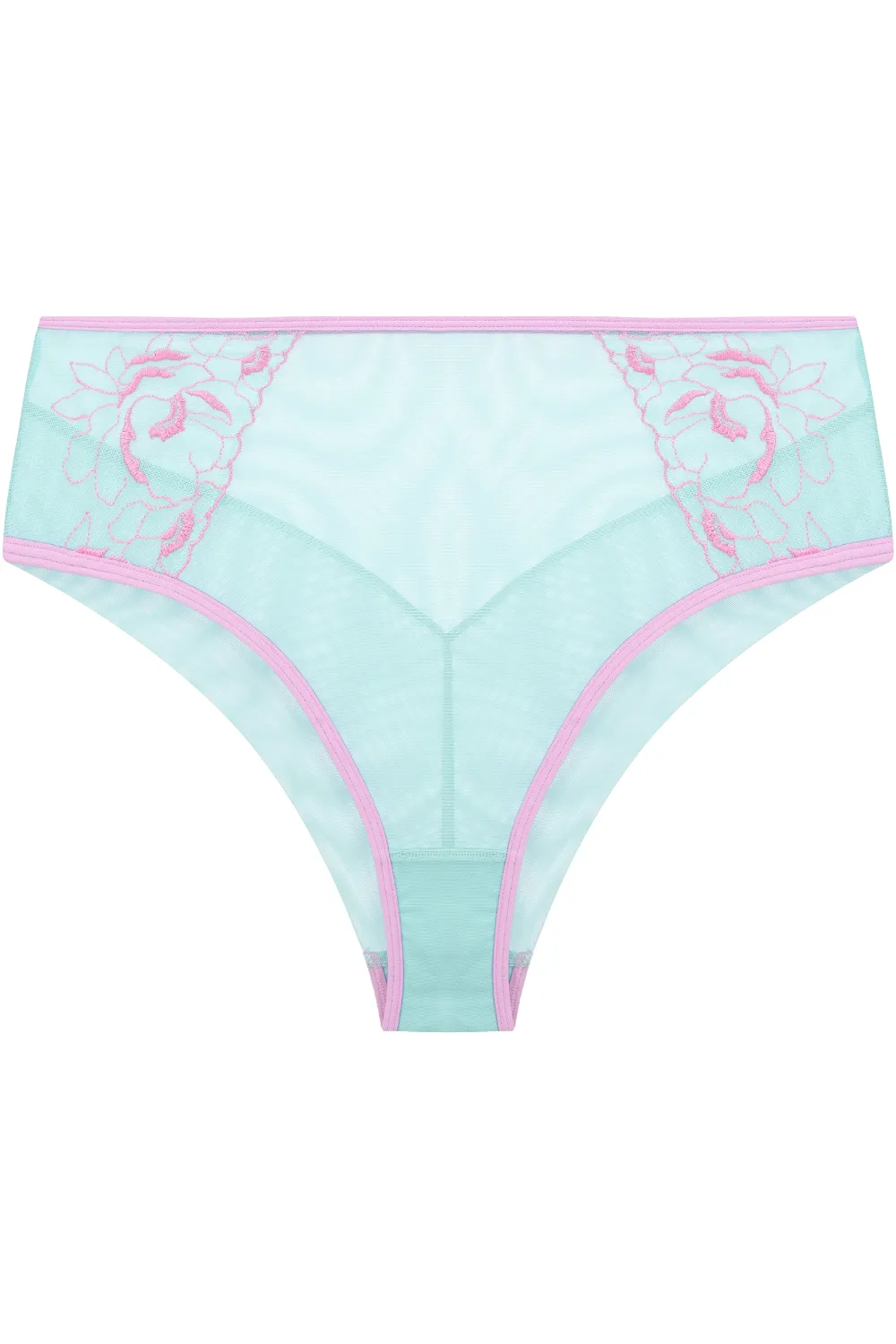 Marta Floral Embroidery High Waist Knicker in Pastel Green