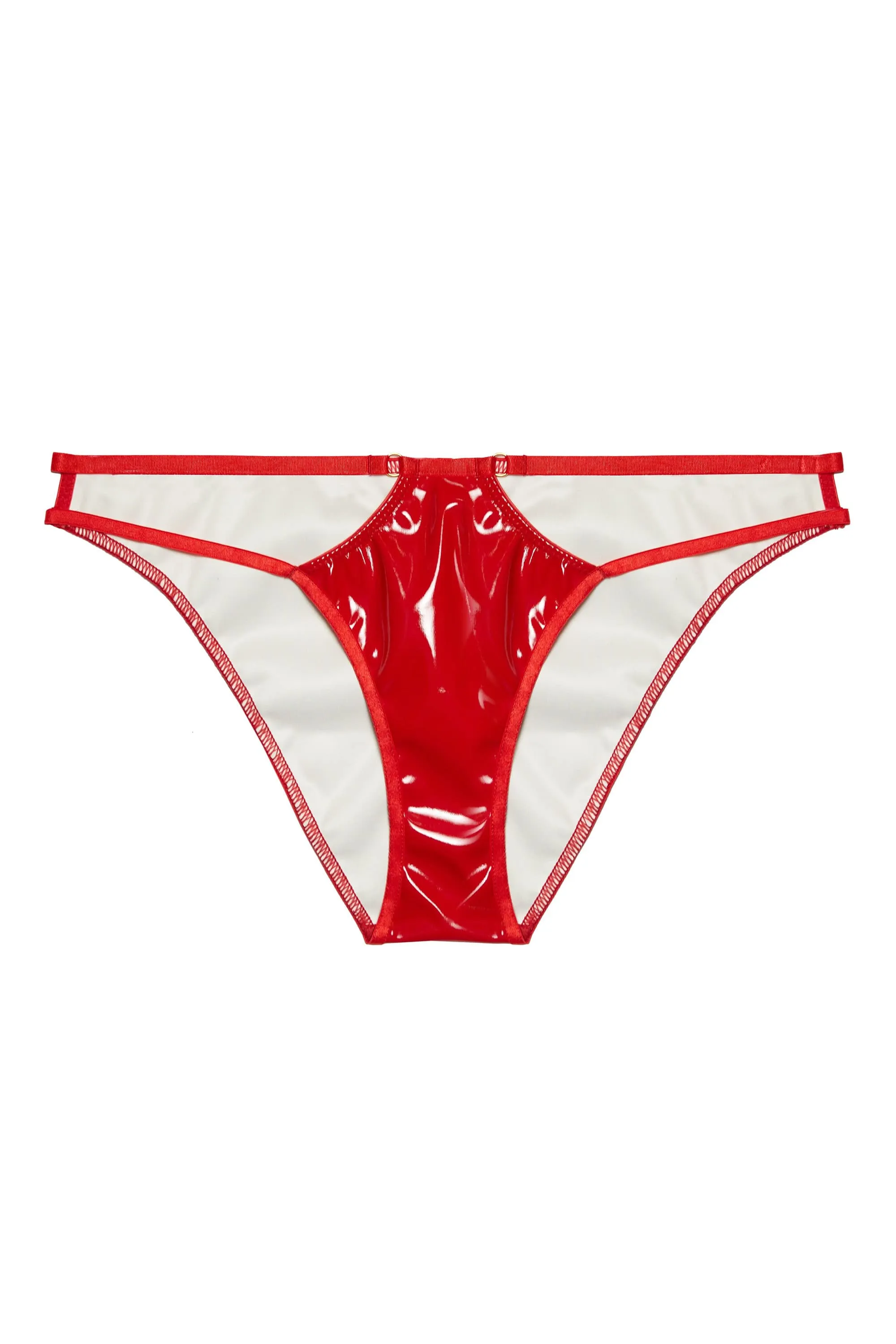 Maxine Red PVC Strap And Ring Detail Brief