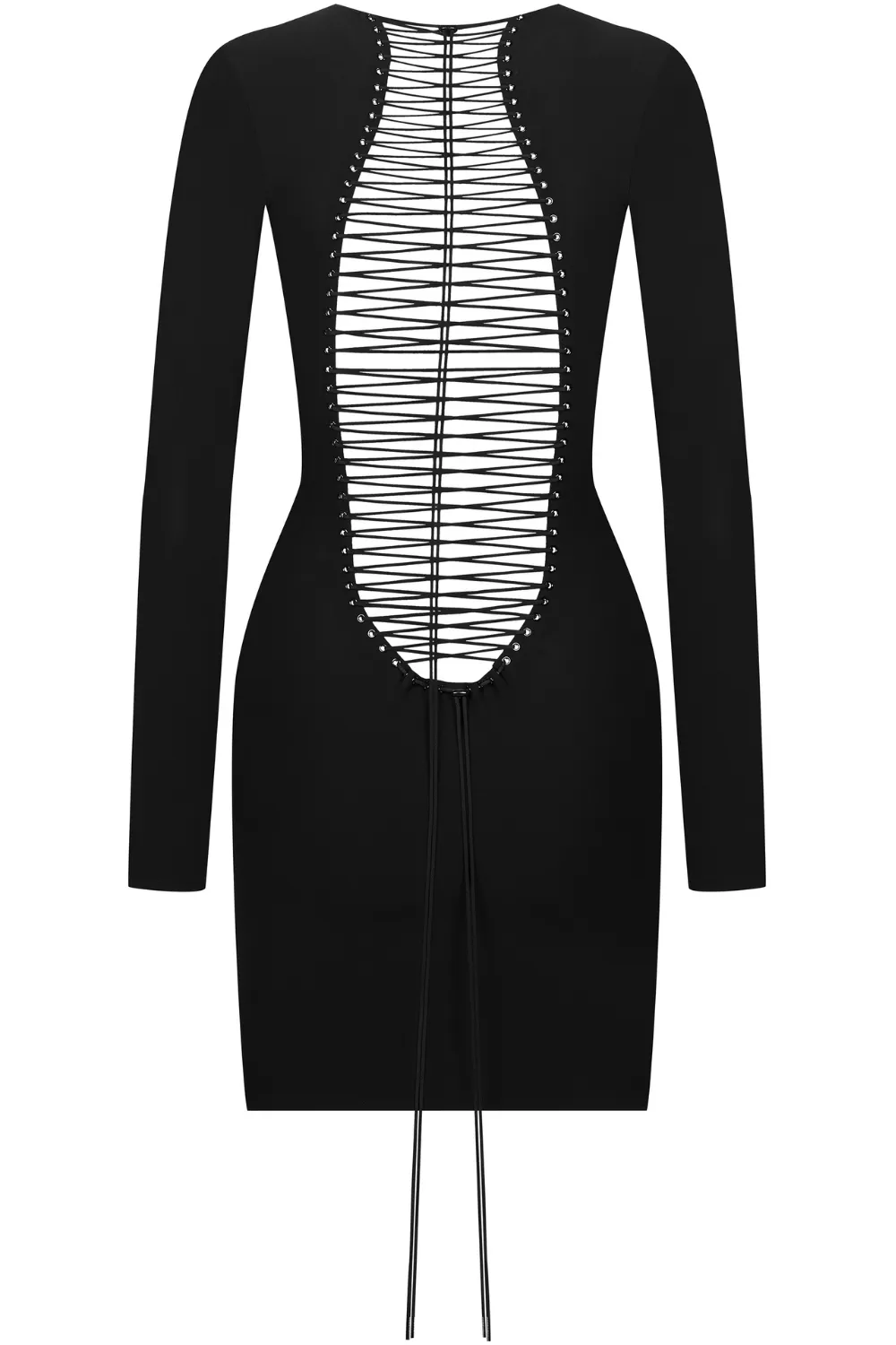 Nuit Infinie Long Sleeve Short Open Back Dress