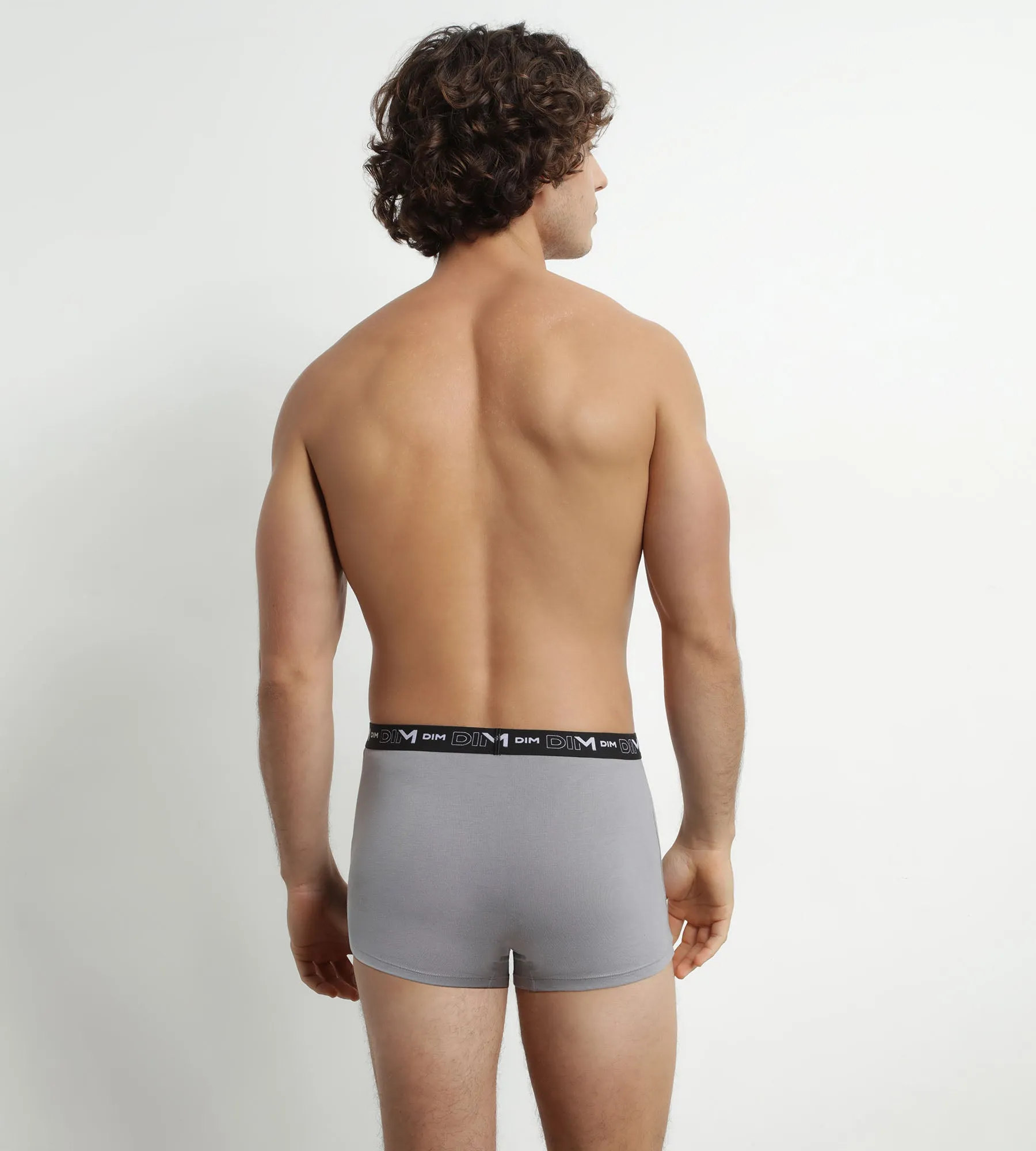 Pack of 2 Men's Boxers White Grey Contrast Waistband Dim Cotton Stretch