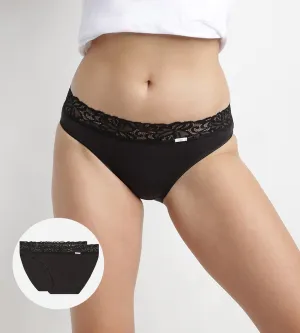 Pack of 2 pairs of Coton Plus Féminine midi knickers in black