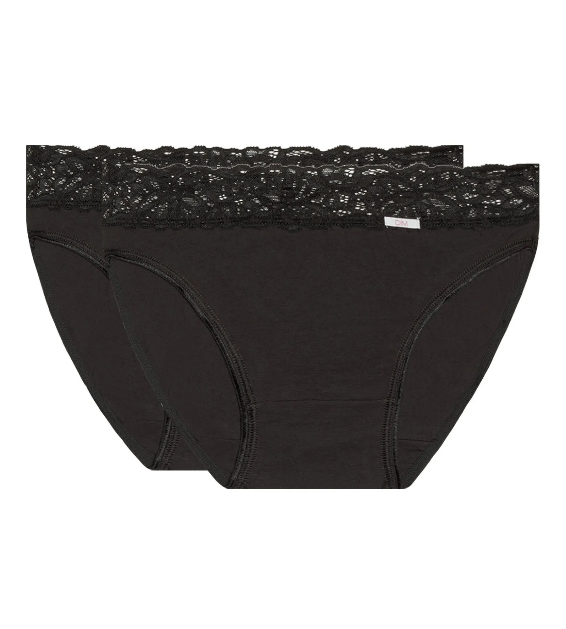 Pack of 2 pairs of Coton Plus Féminine midi knickers in black