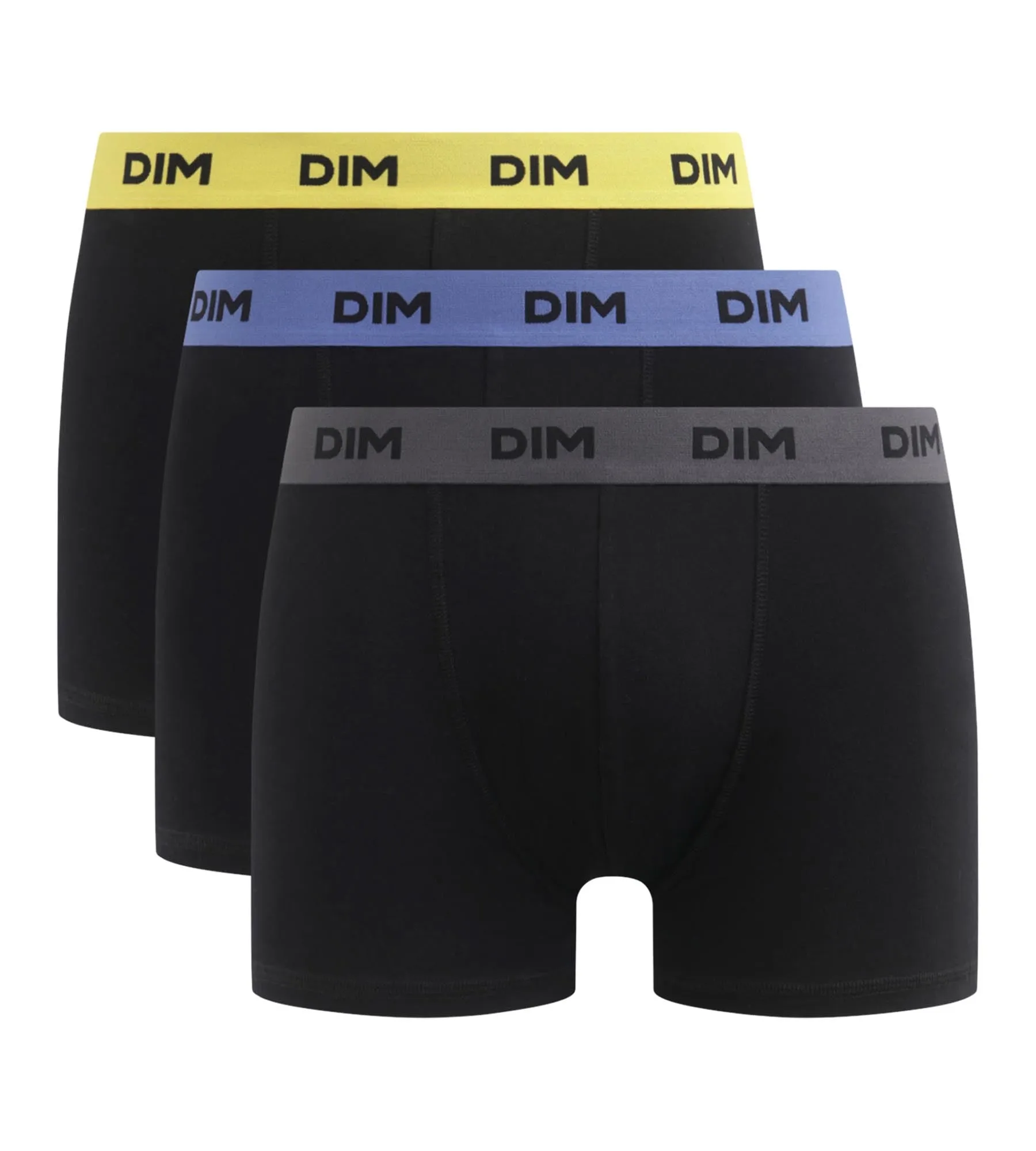 Pack of 3 black men's boxers with coloured waistband Mimosa Purple Mix & colours
