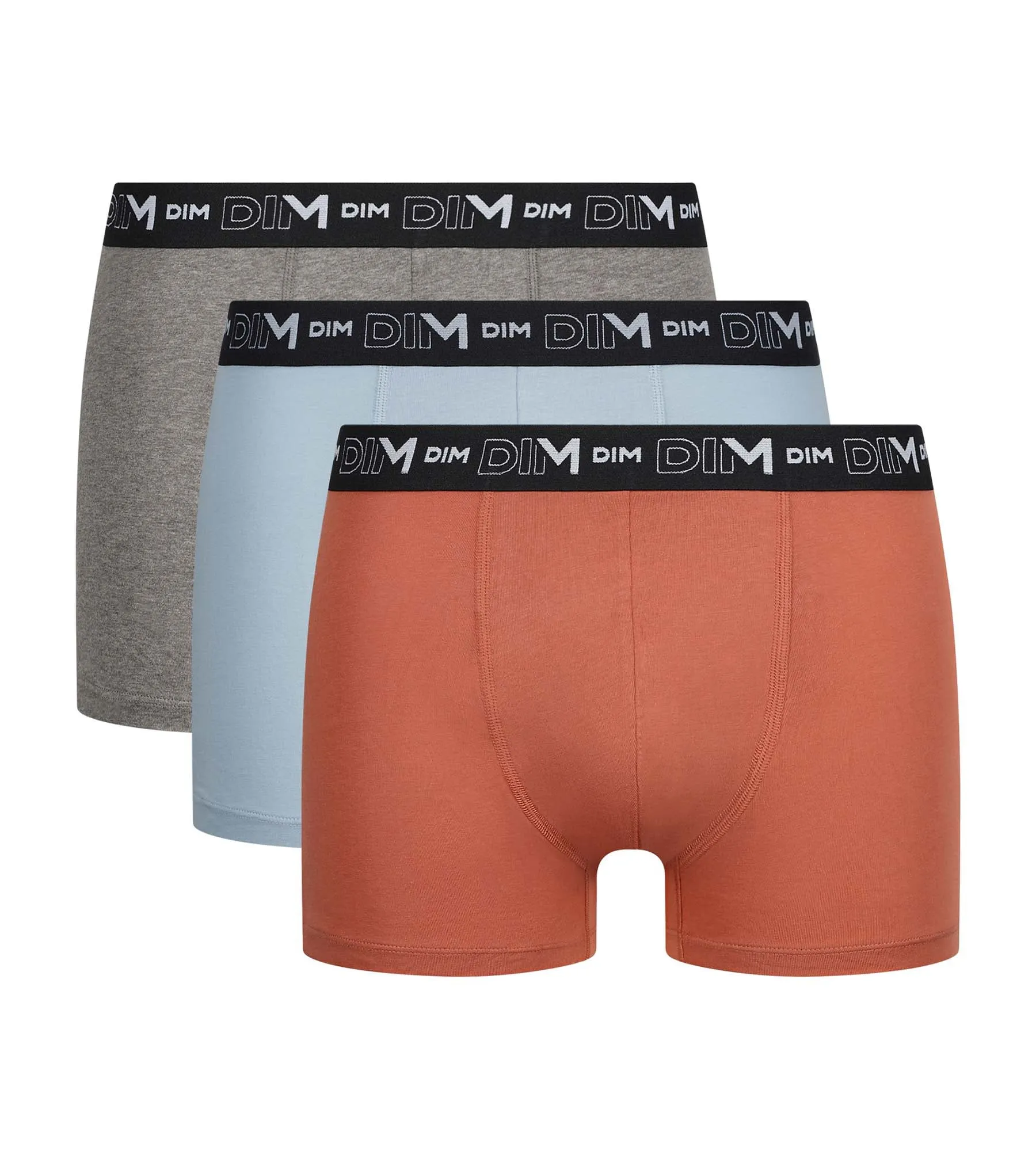 Pack of 3 boxers cotton stretch men's Grey Dim