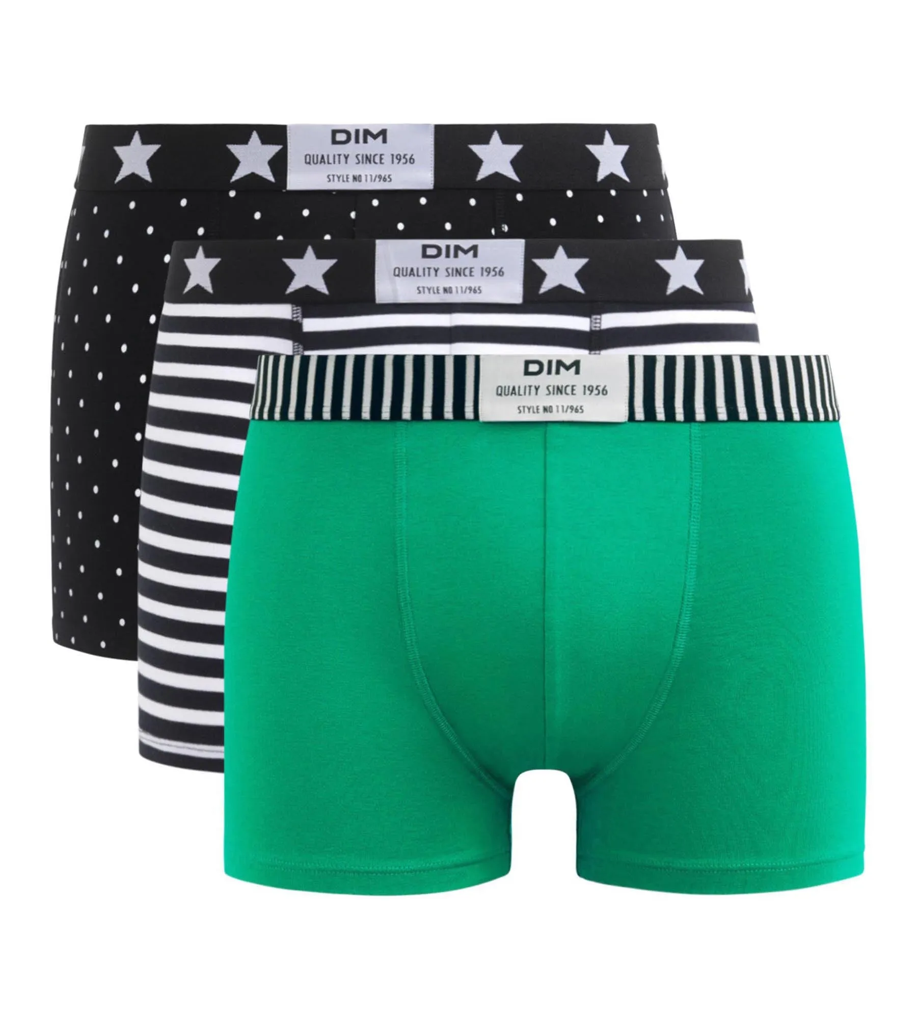 Pack of 3 men's stretch cotton boxers with polka dot and stripe prints Dim Vibes