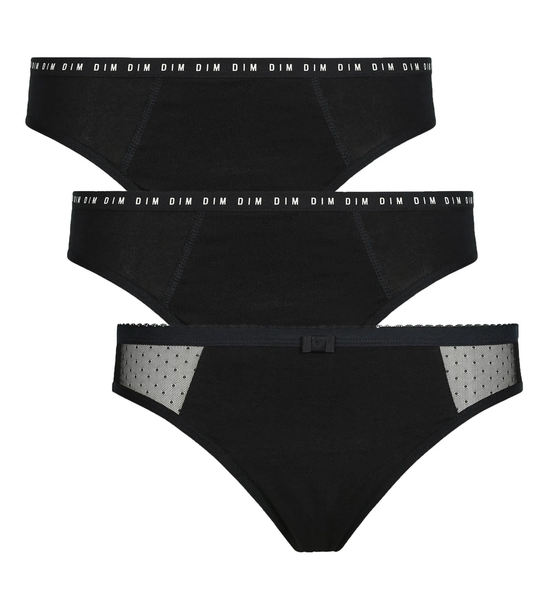 Pack of 3 organic cotton period panties Black medium flow Dim Protect