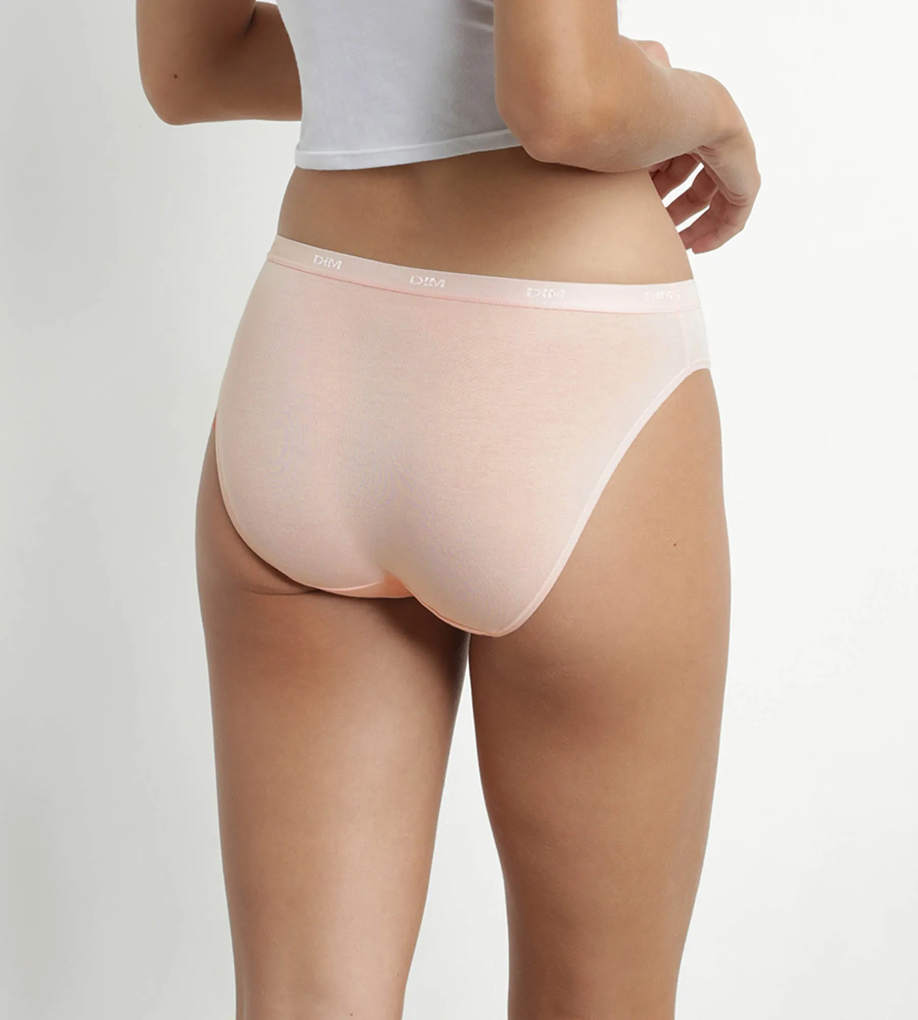 Pack of 3 stretch cotton panties Yellow Nude Brown Les Pockets Ecodim