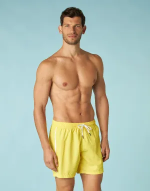Pastel yellow swim trunks for men