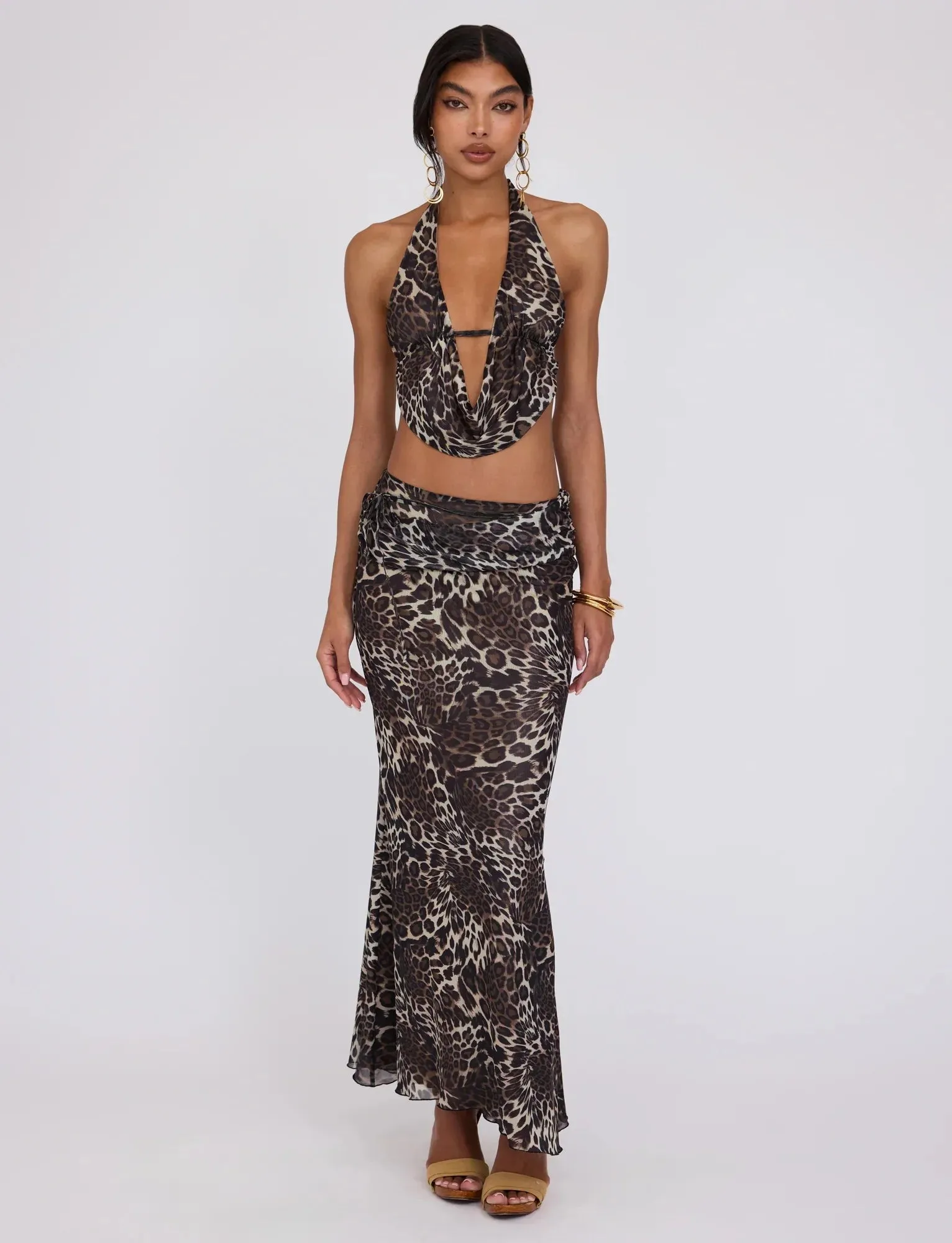 #PB Leopard Print Three-piece Elegant Beachwear