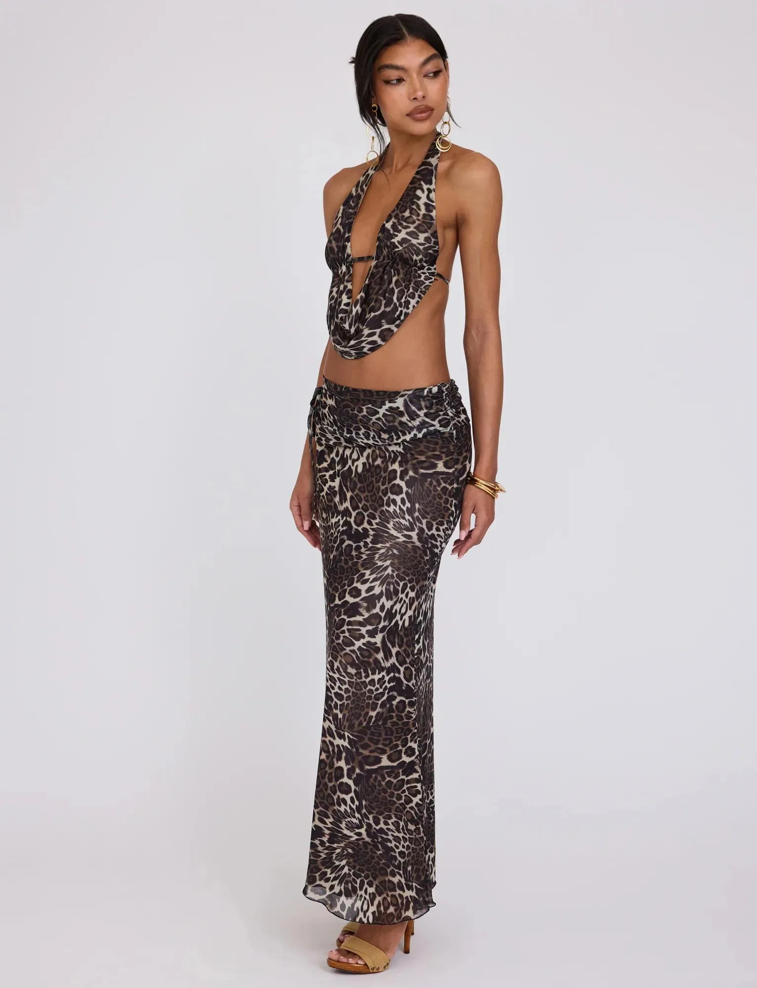 #PB Leopard Print Three-piece Elegant Beachwear