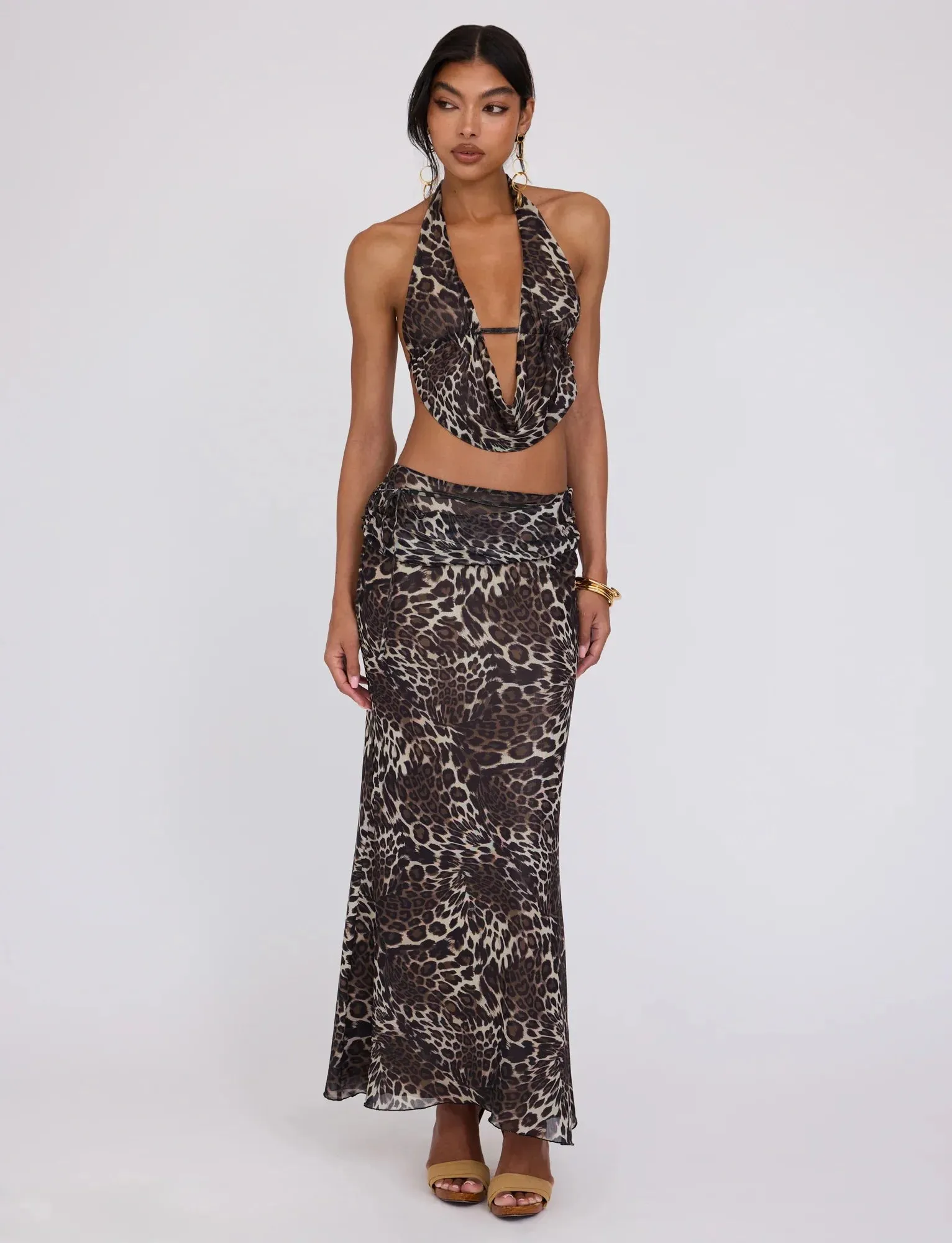 #PB Leopard Print Three-piece Elegant Beachwear
