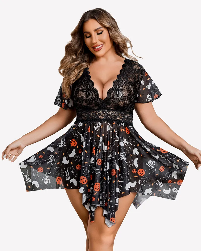 Plus Size Floral Lace Lingerie