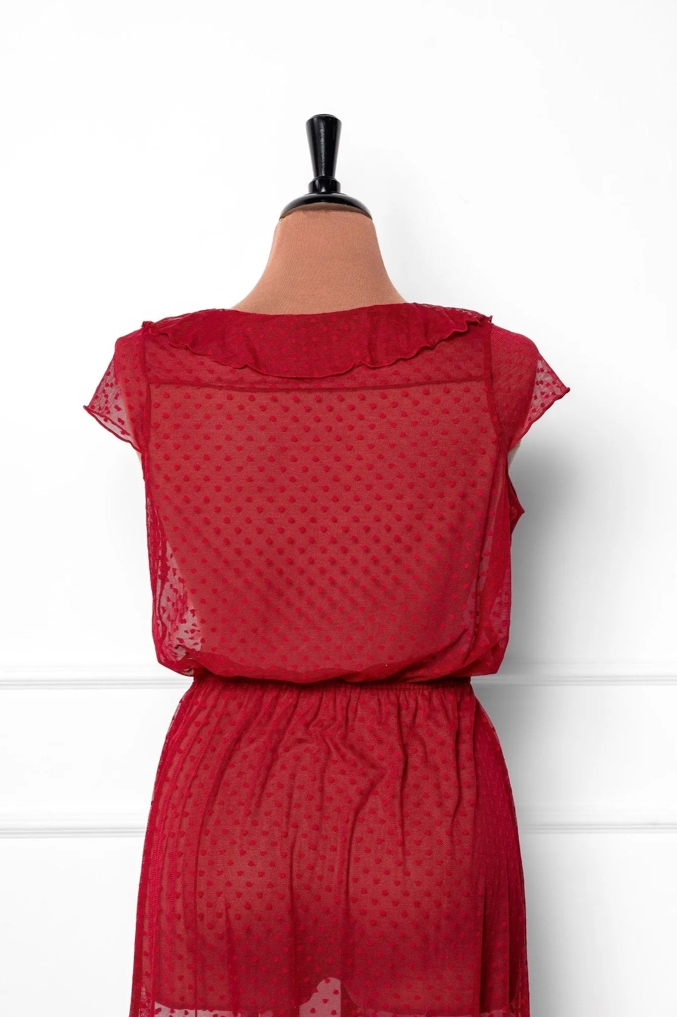 Polka Dot Mesh Robe - Red