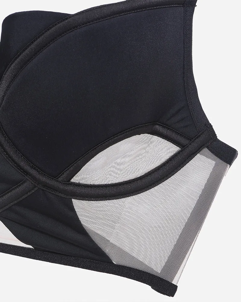 Push Up Mesh Hollow Bra and Thong Set