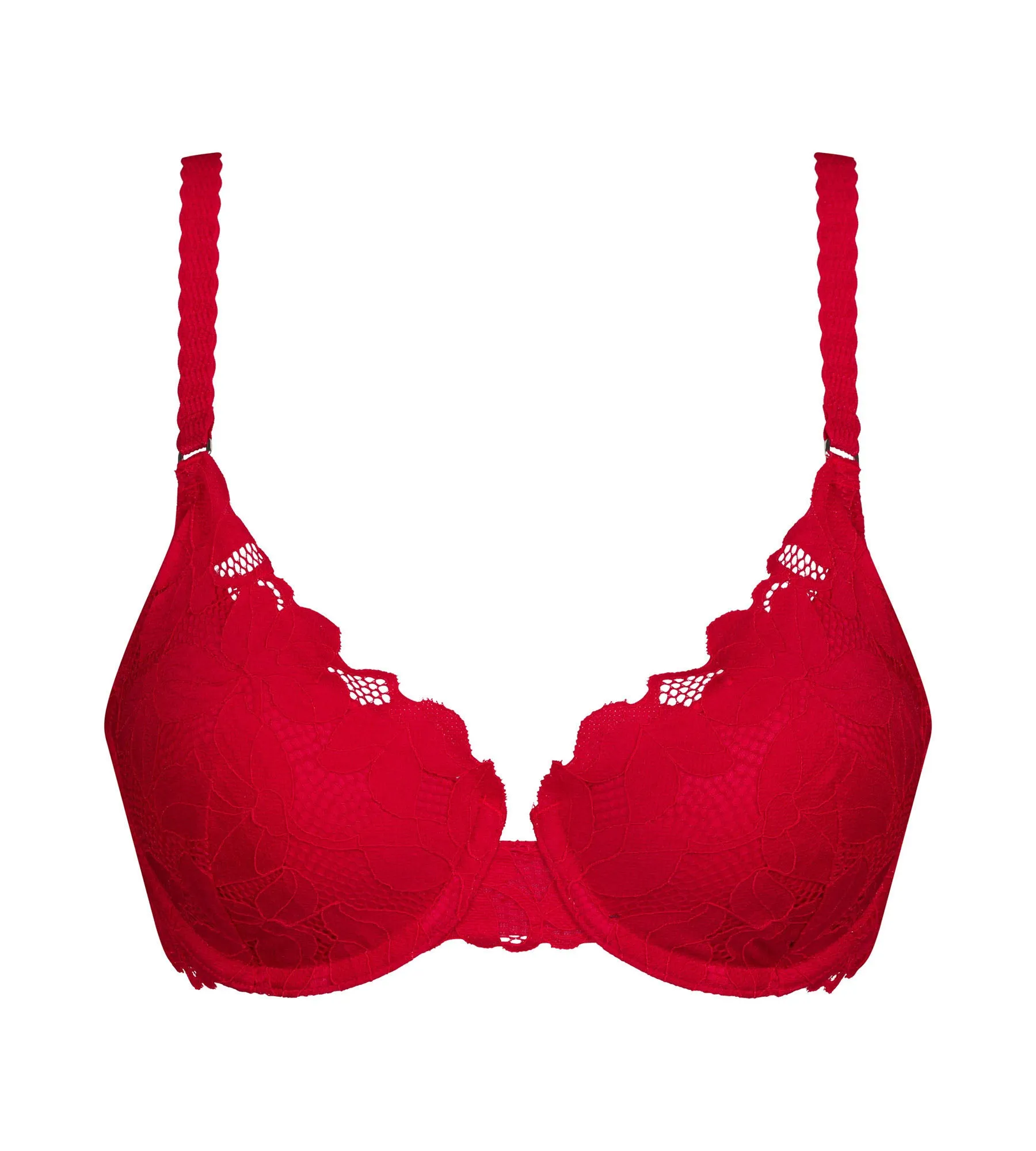 Red floral lace underwired basket bra Dim Lacy