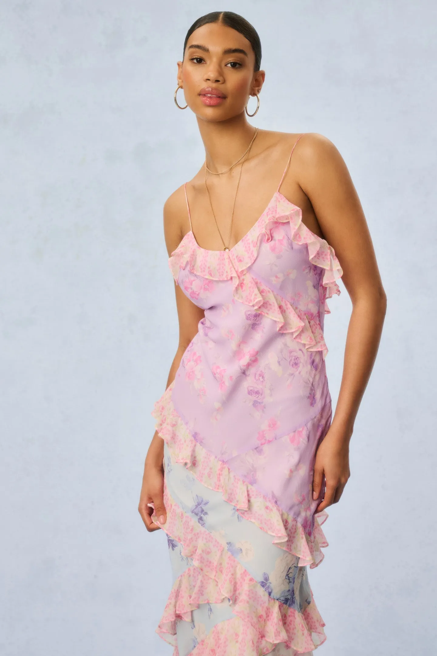 Rialto Silk Fragrance Mixed Print Dress