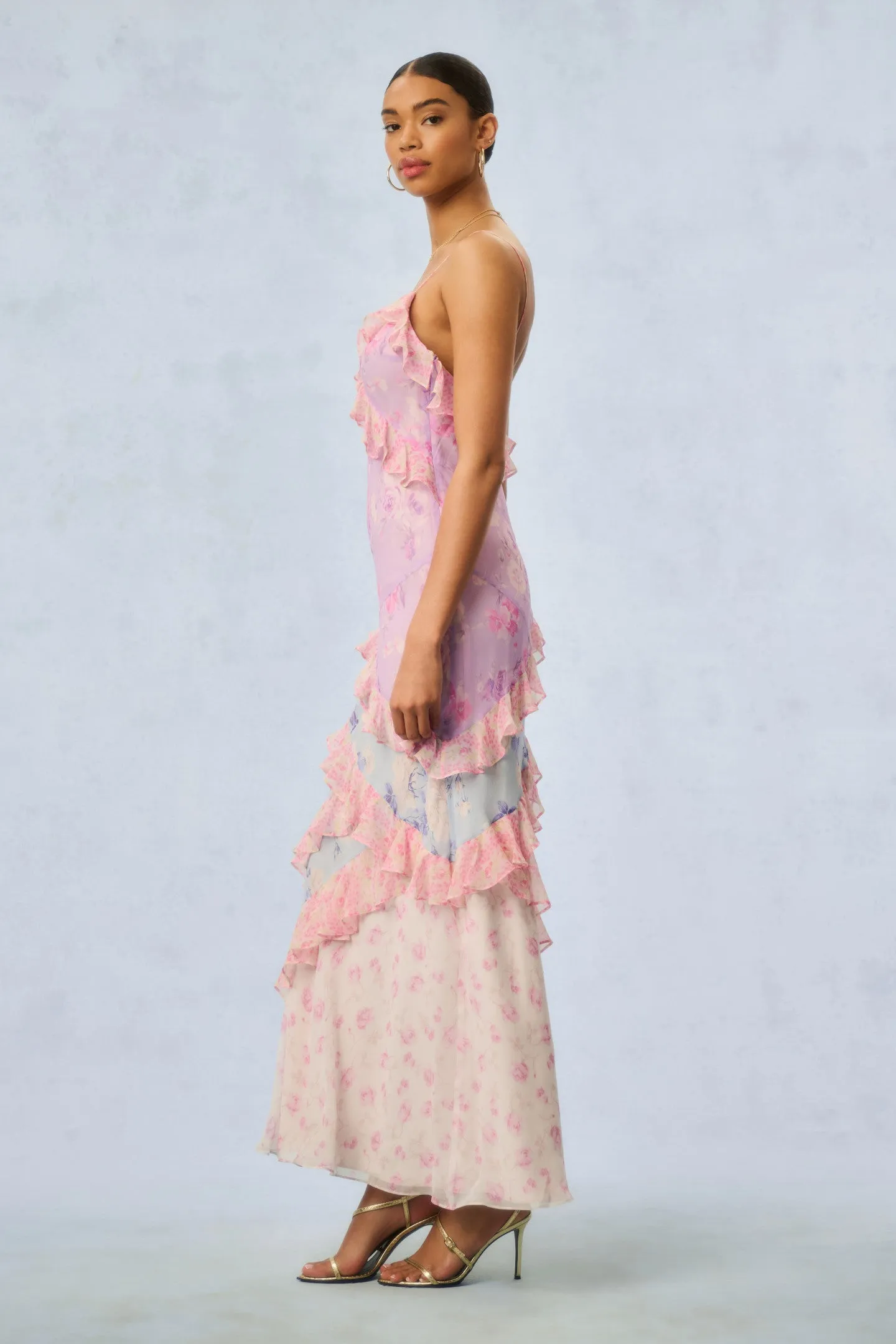 Rialto Silk Fragrance Mixed Print Dress