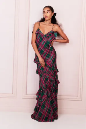 Rialto Silk Tartan Dress - EVERGREEN