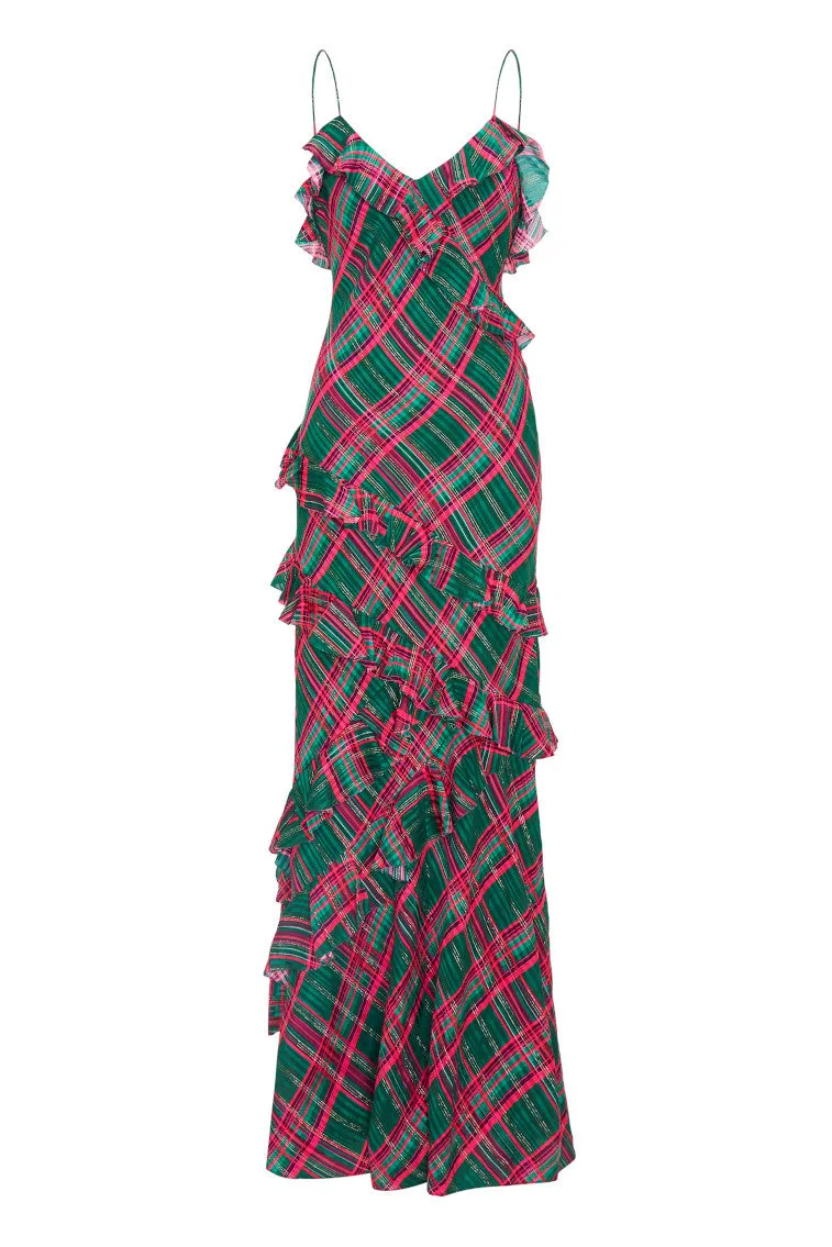 Rialto Silk Tartan Dress - EVERGREEN