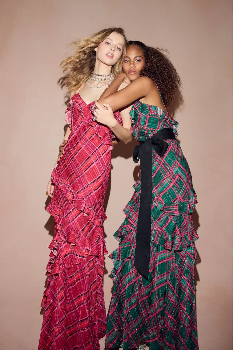 Rialto Silk Tartan Dress - EVERGREEN
