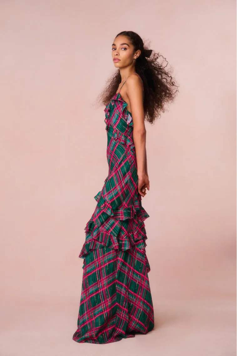 Rialto Silk Tartan Dress - EVERGREEN