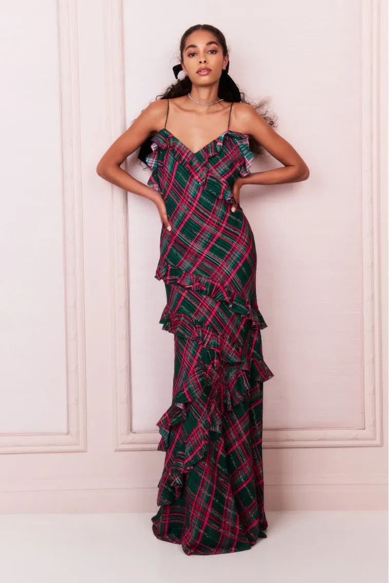 Rialto Silk Tartan Dress - EVERGREEN