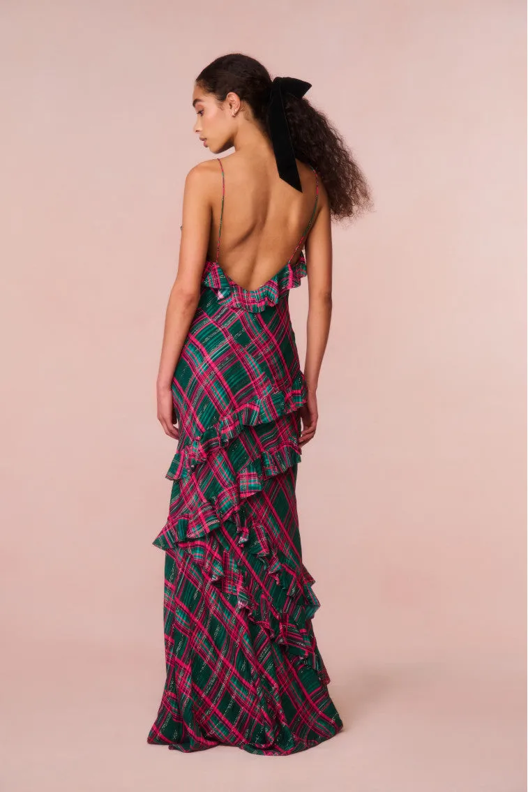Rialto Silk Tartan Dress - EVERGREEN