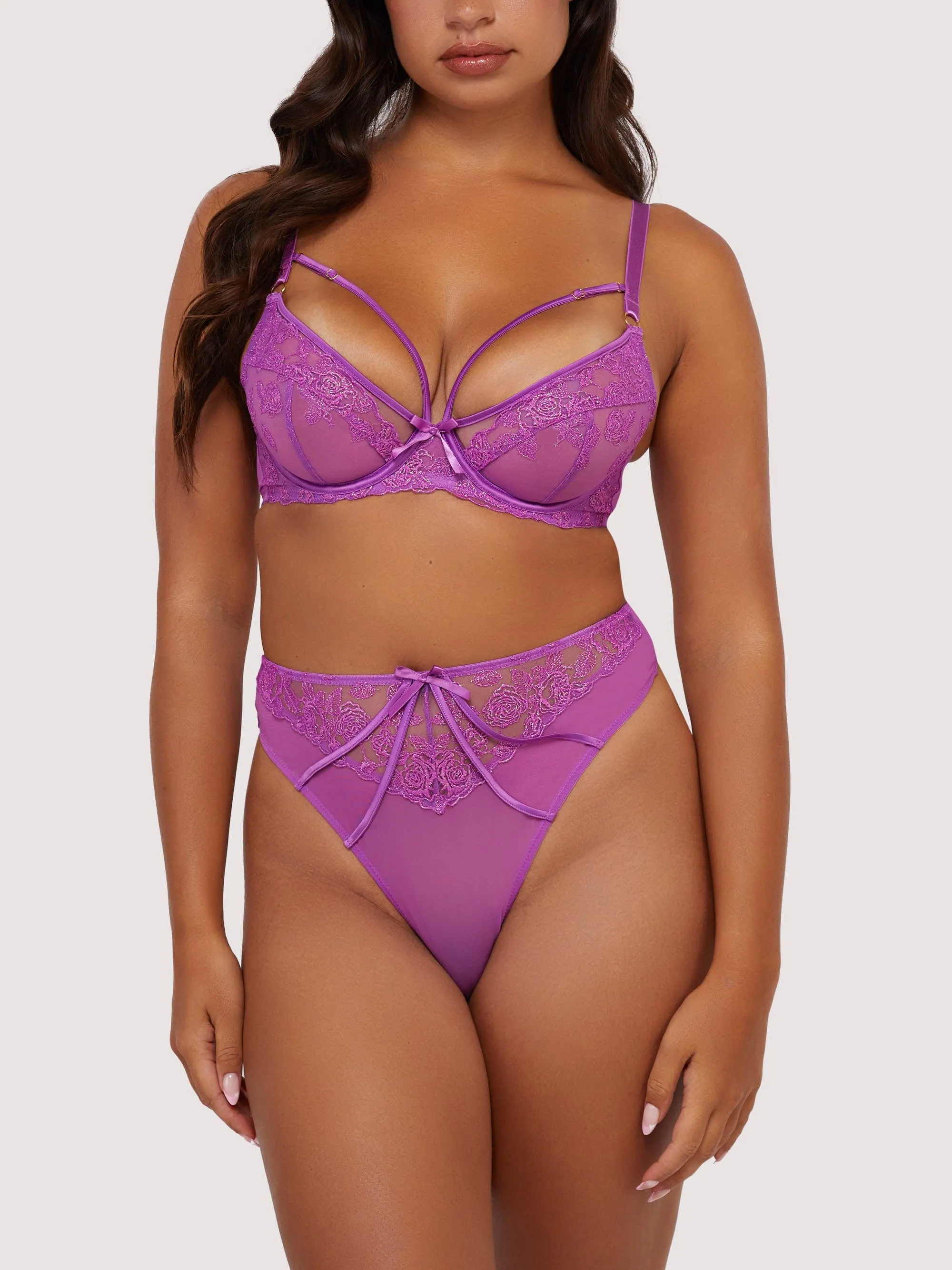 Rosanna Purple Long Line Plunge Bra