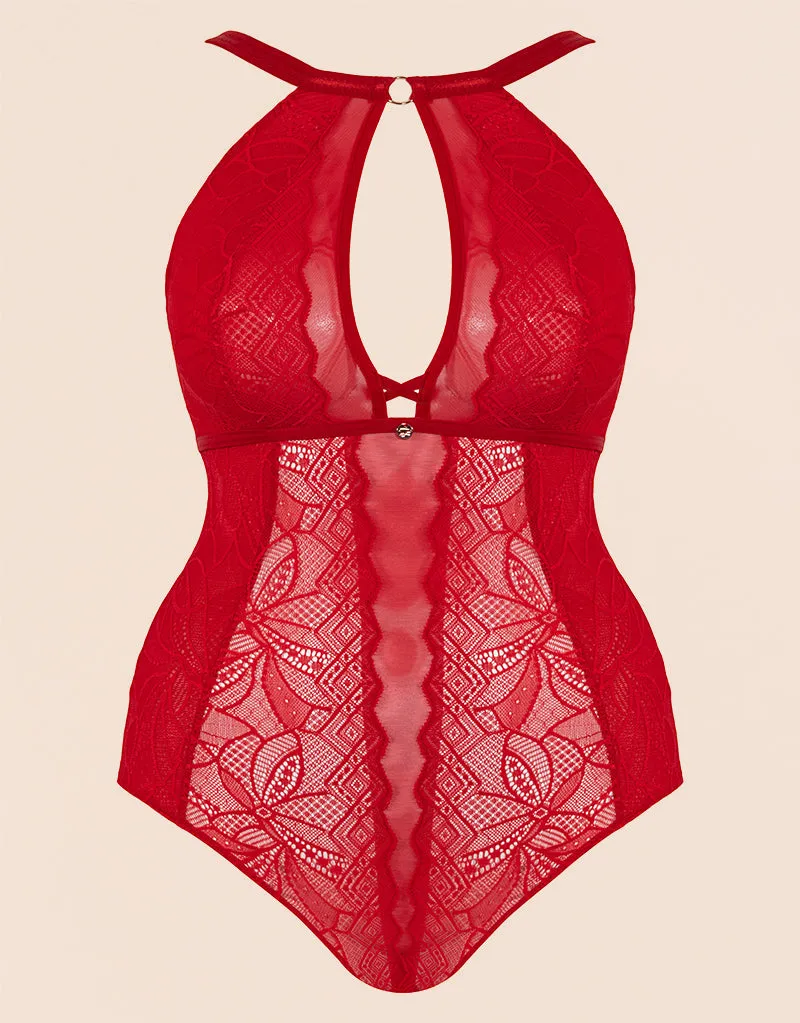 Scantilly Opulence Multiway Stretch Lace Body Ruby Red