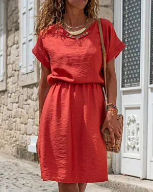Splicing Plain Color Mid Dress