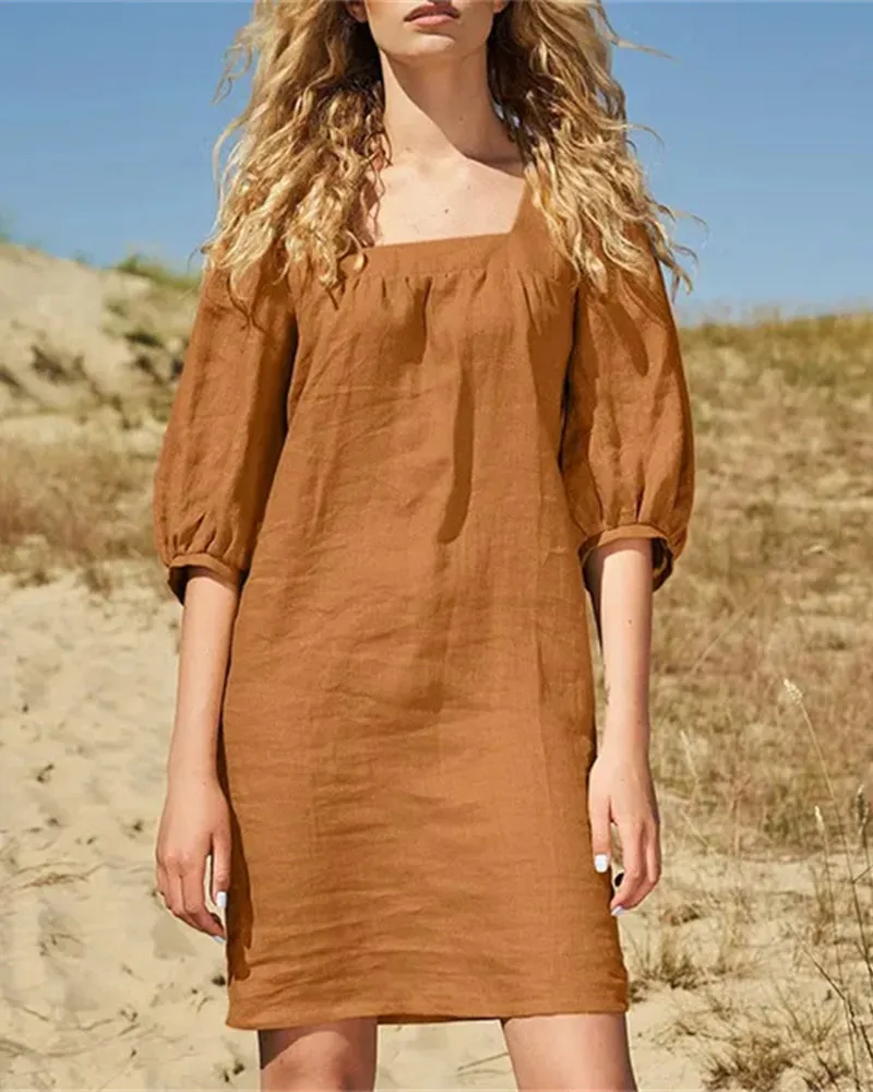 Square Neck Casual Dress