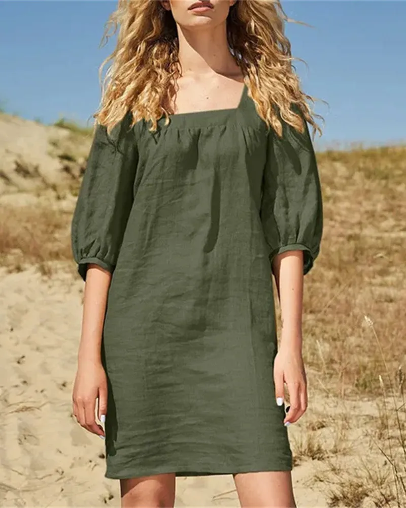 Square Neck Casual Dress