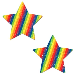 Star: Glittering Double Rainbow Star Nipple Pasties