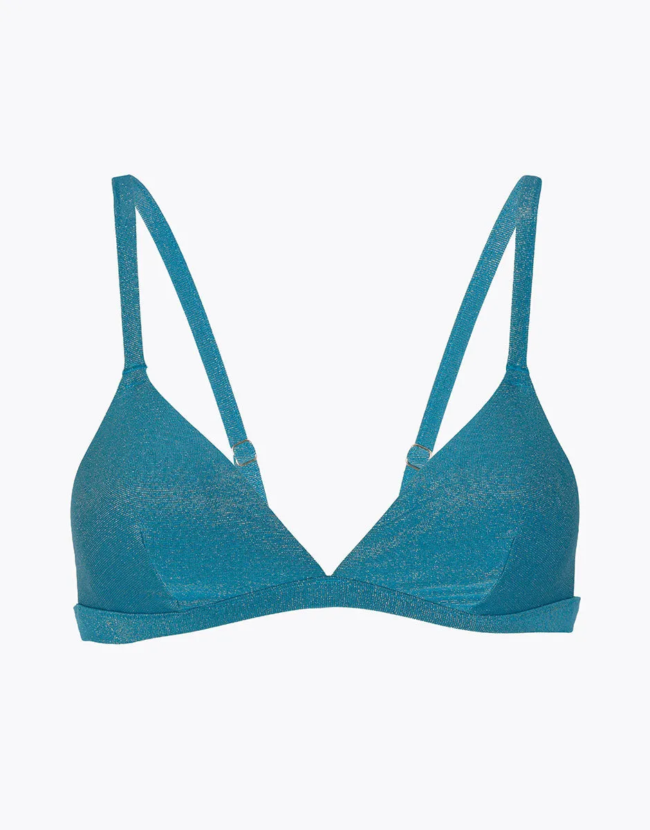 Swimsuit top Plain Lurex in Ottanio microfiber