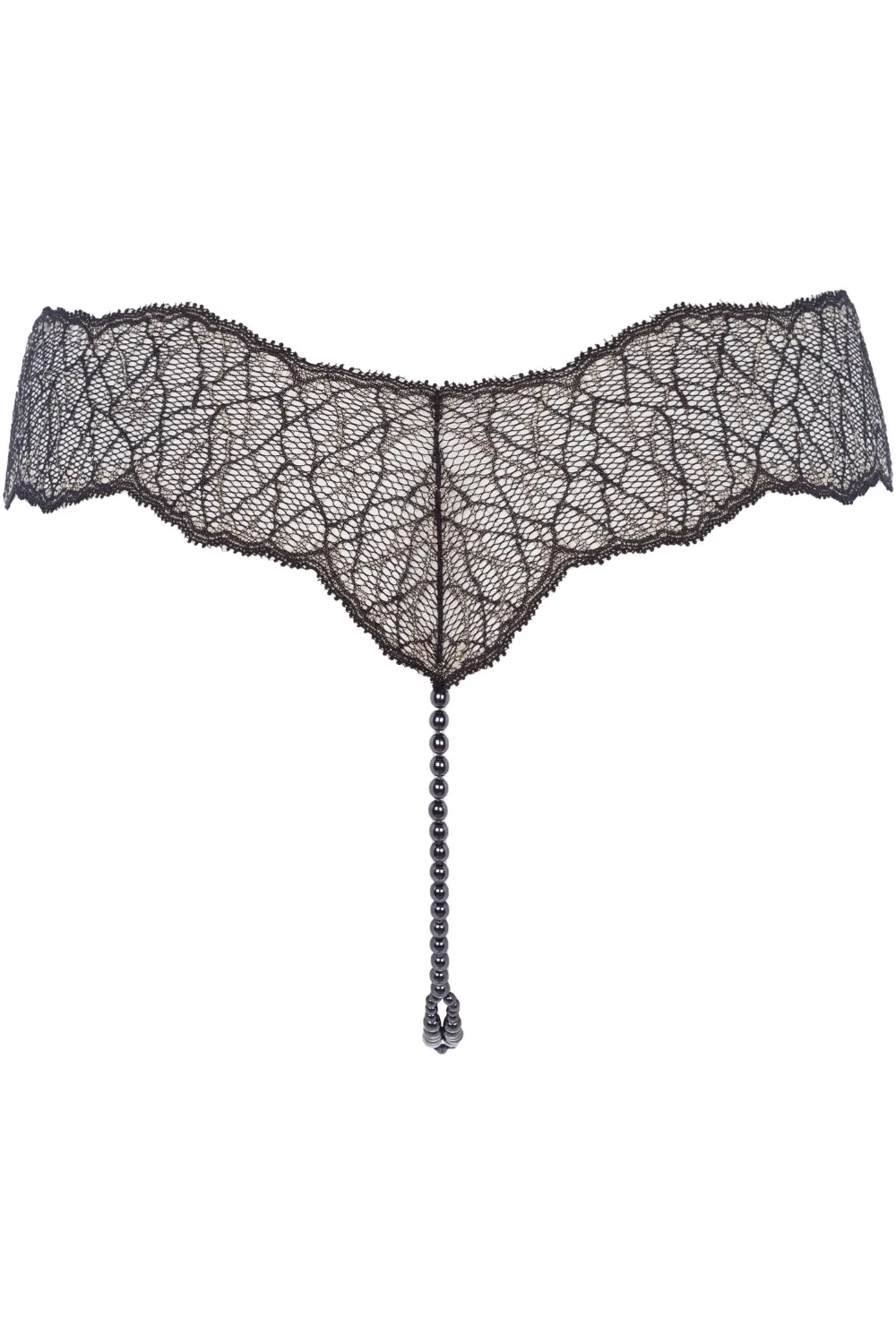 Sydney Dark Double Pearl Thong in Black. Size S