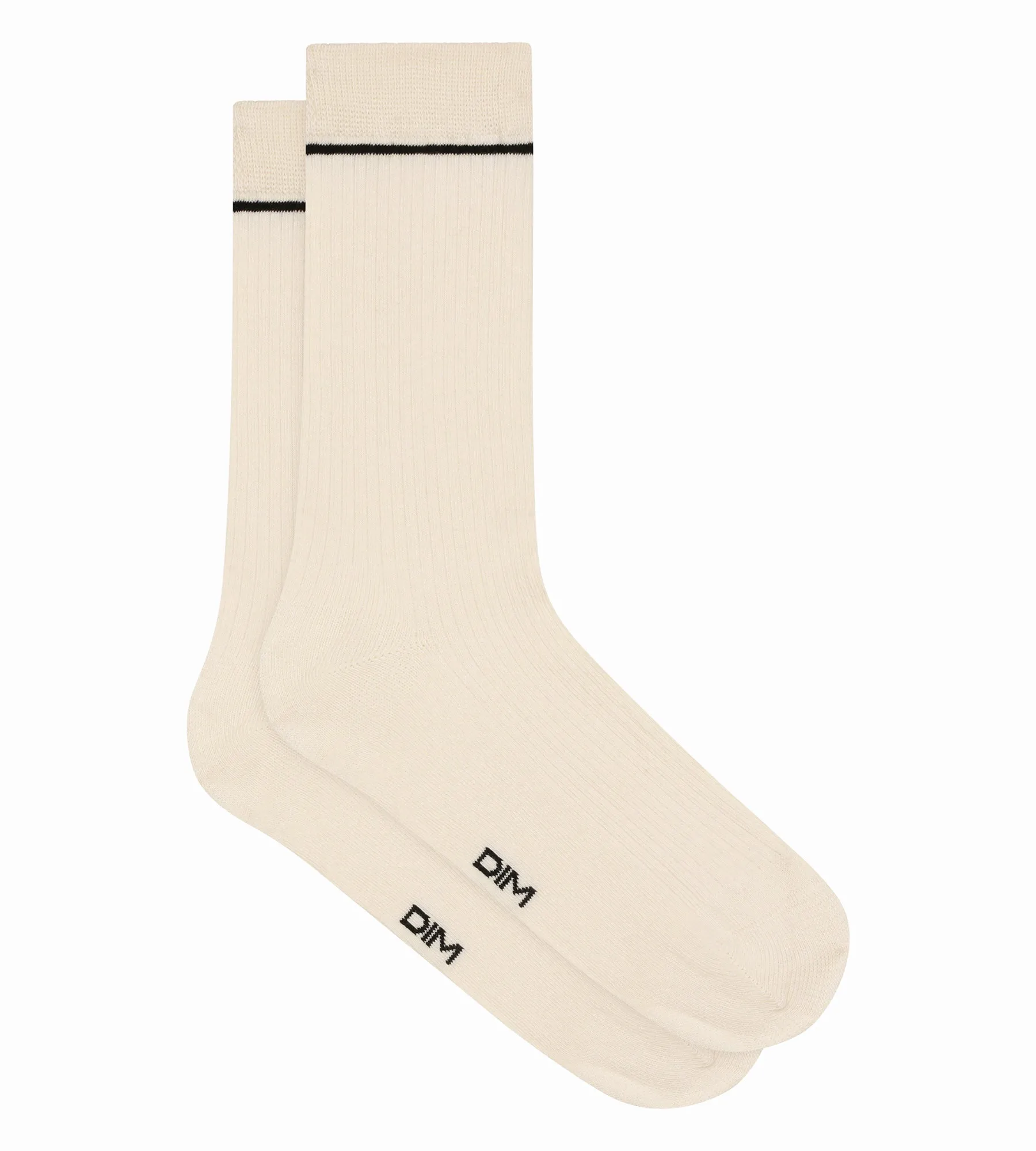 Unisex ribbed cotton socks Cream with black line Dim Icons