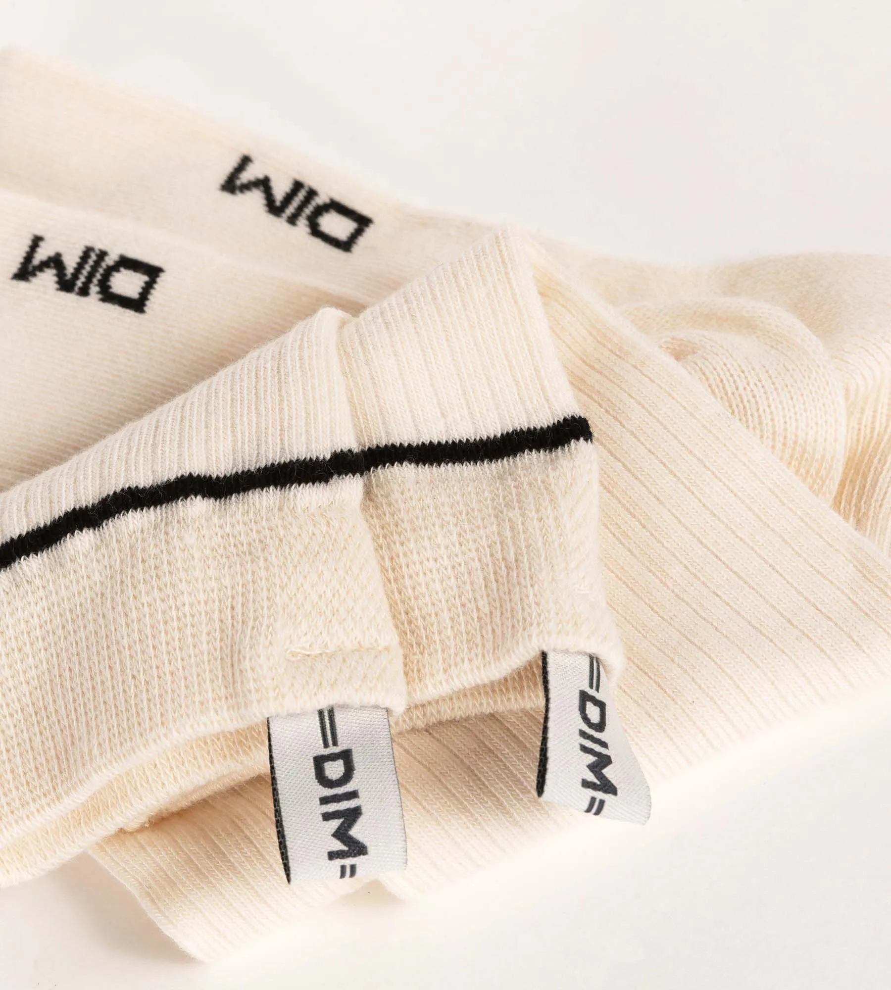 Unisex ribbed cotton socks Cream with black line Dim Icons