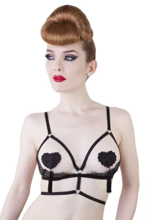 Venus Black Lace Open Bra