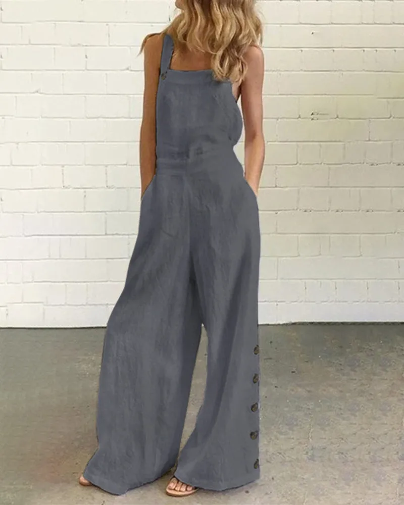 Wide Leg Bib Pants Rompers