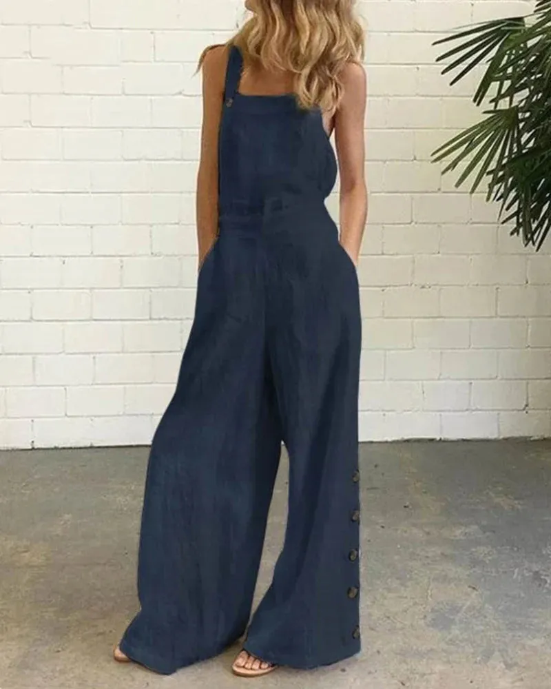 Wide Leg Bib Pants Rompers