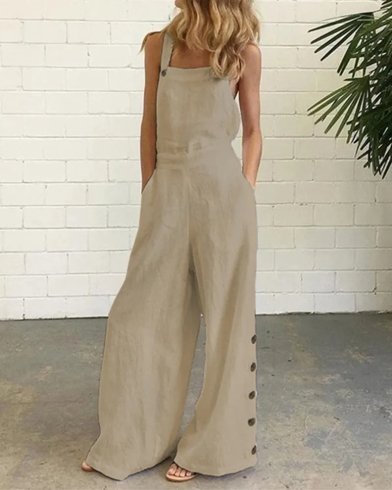 Wide Leg Bib Pants Rompers